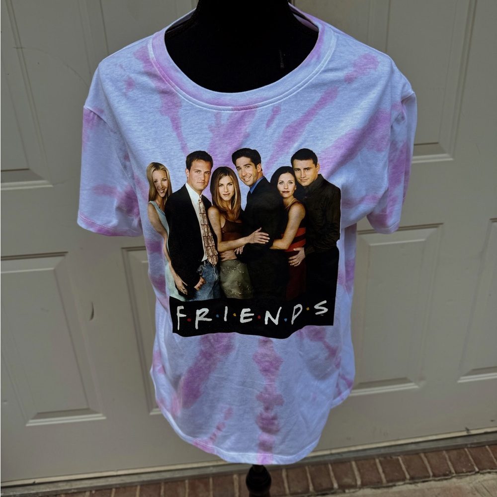 Friends, Pink & White, Tye-Dye, Short Sleeve, Shirt, Size Large